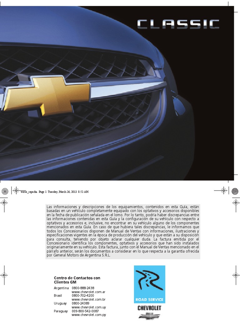 Manual Chevrolet Classic 2013 | PDF | Motores generales | Neumático