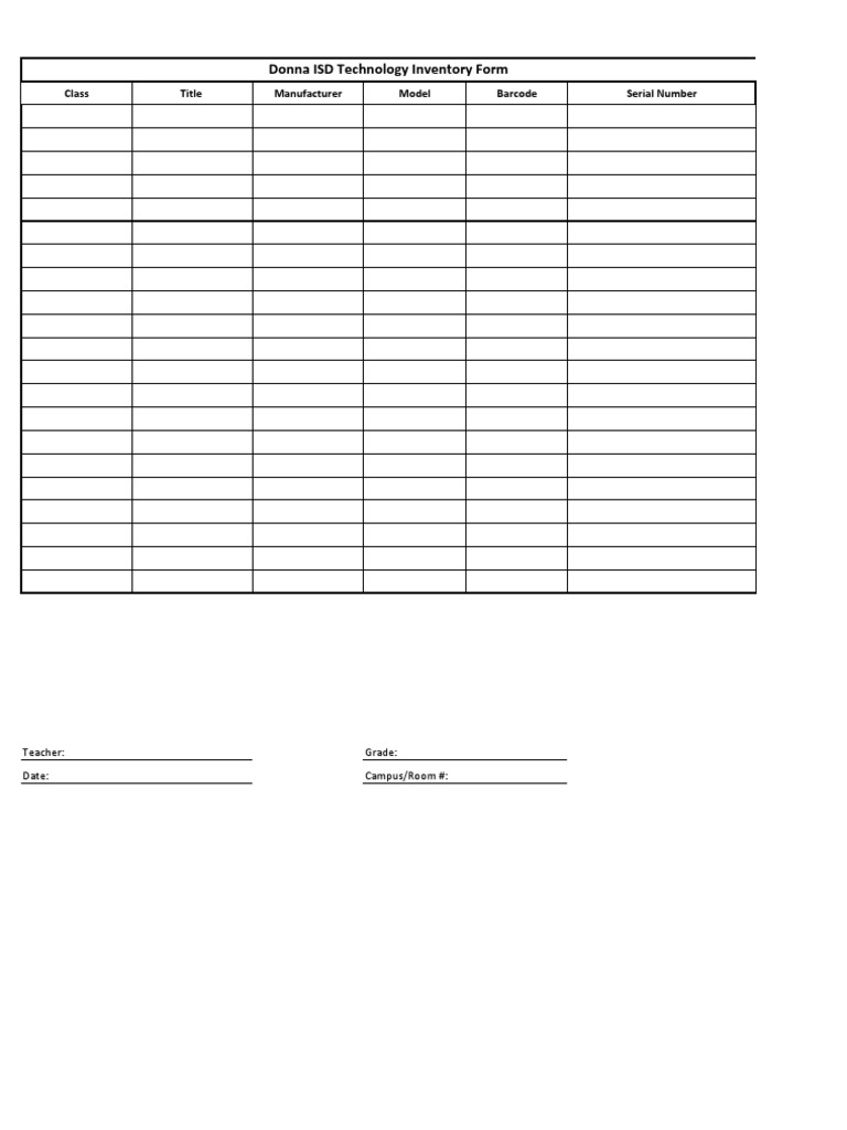 Donna Isd Technology Inventory Form | PDF | Science | Technology (General)