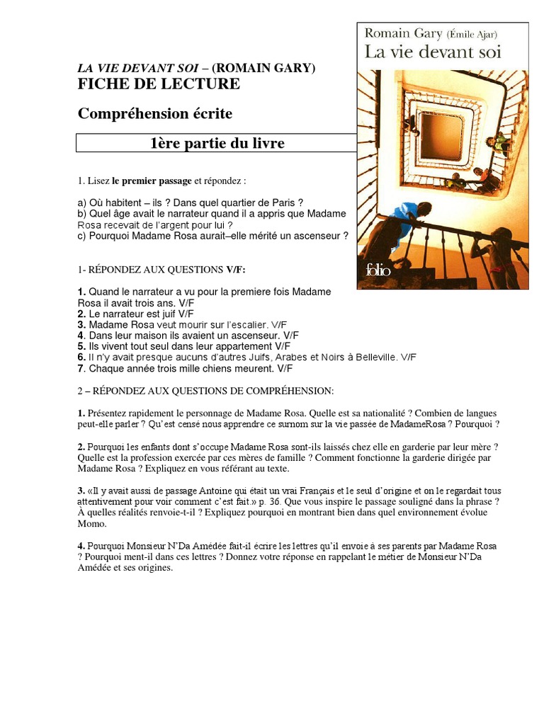 La Vie Devant Soi Romain Gary Livre Audio Gratuit La Vie Devant Soi Fiche de Lecture | Fiction et littérature