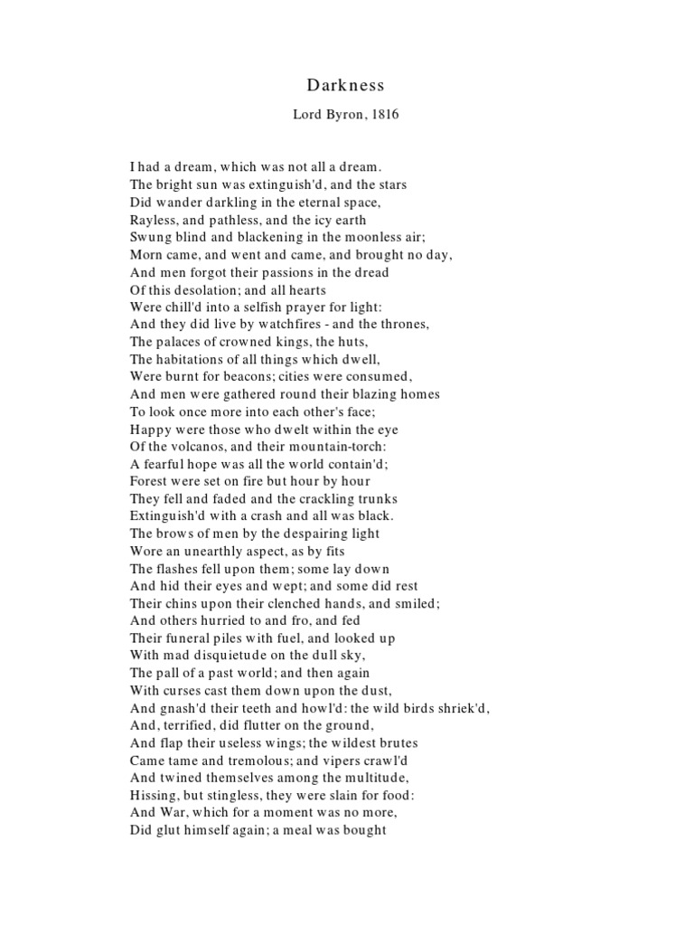 The Apocalyptic Vision of a World Without Light: An Analysis of Lord ...