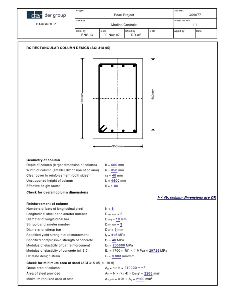 RC Column Design per ACI 318-05 | PDF | Column | Strength Of Materials