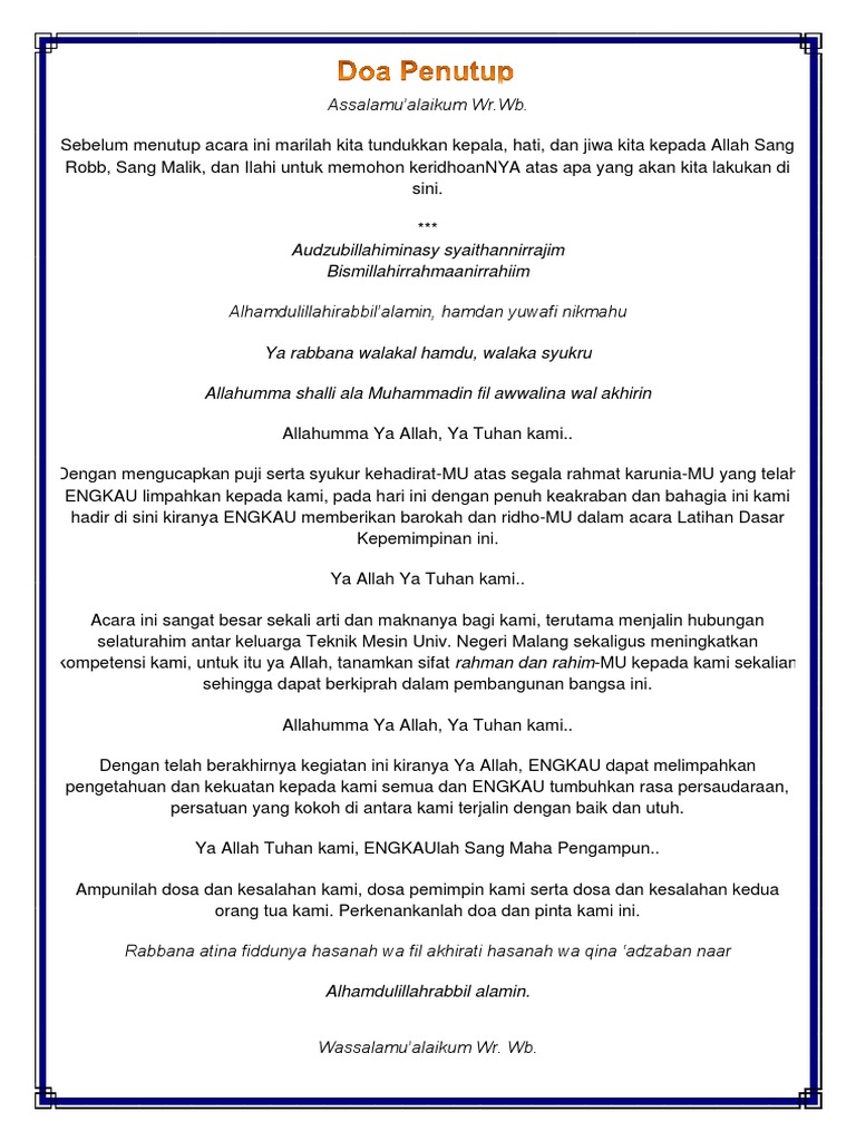 Doa Penutup Acara PDF