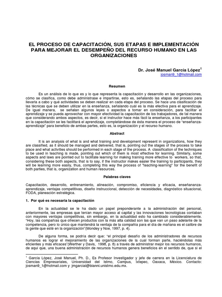 Proceso de Capacitacion | PDF | Negocios | Relaciones personales ...