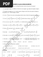 XI Trigonometry Assignment