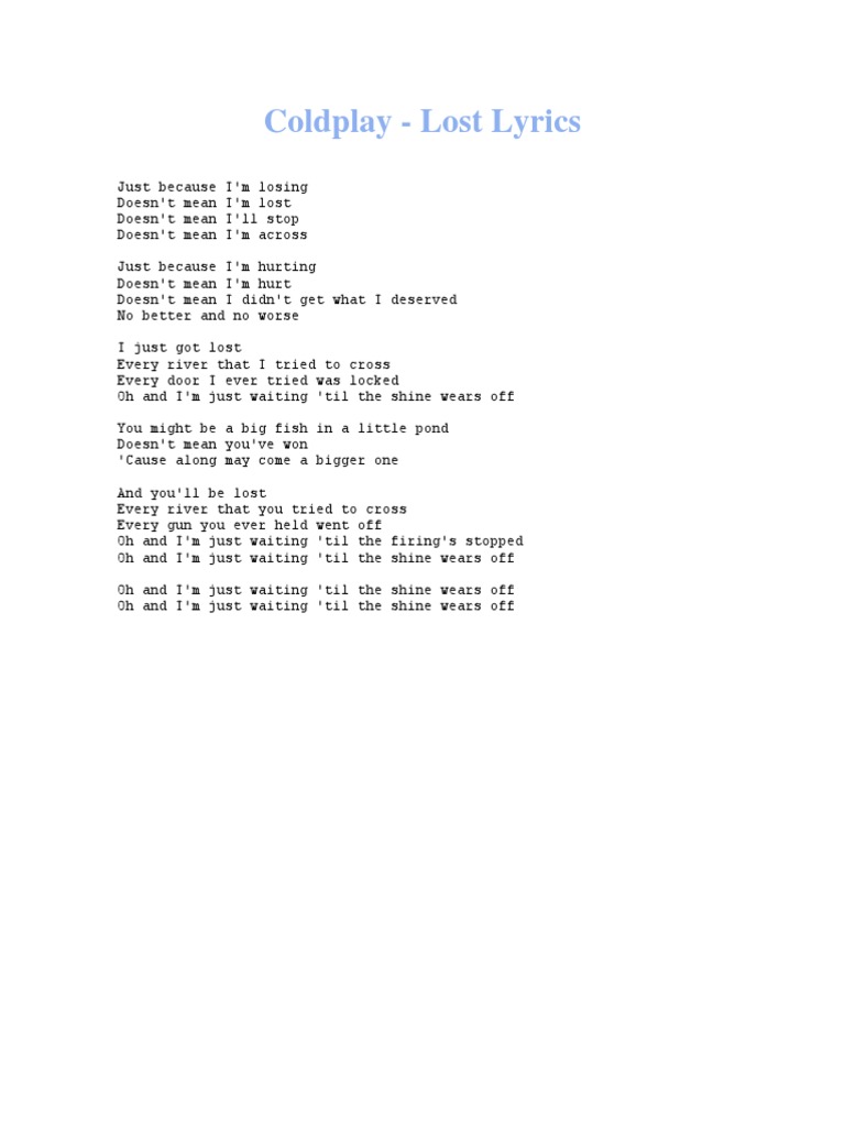 Coldplay LIRYCS | PDF | Language Arts & Discipline