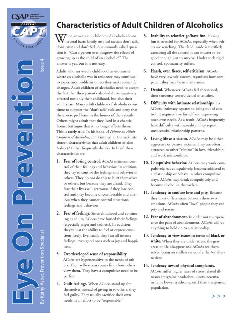 4 Adult Children of Alcoholics | PDF | Alcoholism | Emotions