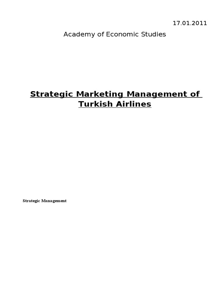 Strategic Marketing Management of Turkish Airlines | PDF | Airlines ...