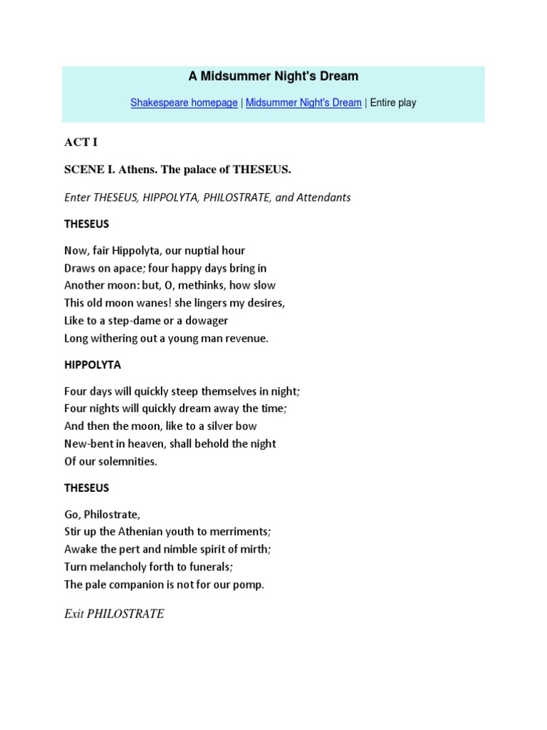 A Midsummer Night's Dream | PDF | A Midsummer Night's Dream | Leisure