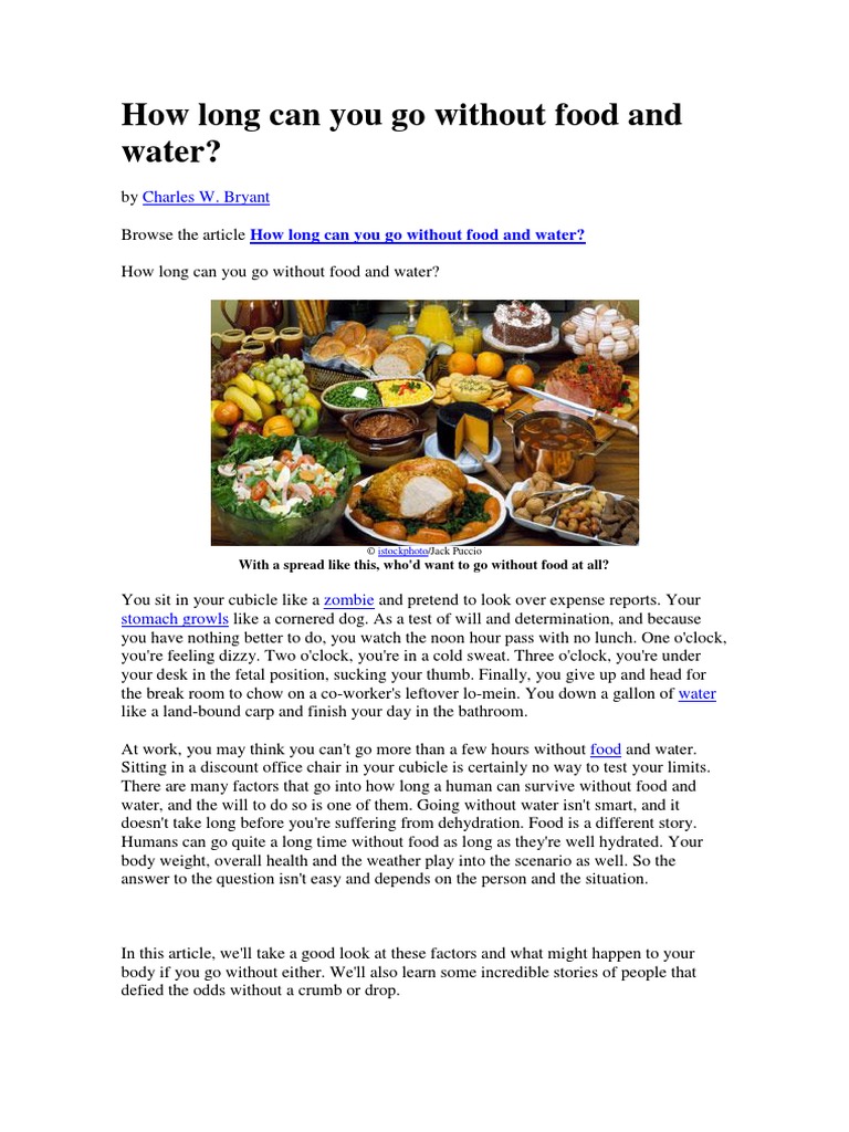 How Long Can You Go Without Food and Water Dehydration Urine
