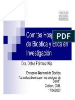 Comites Hospitalarios de Bioetica y Etica en Investigacion
