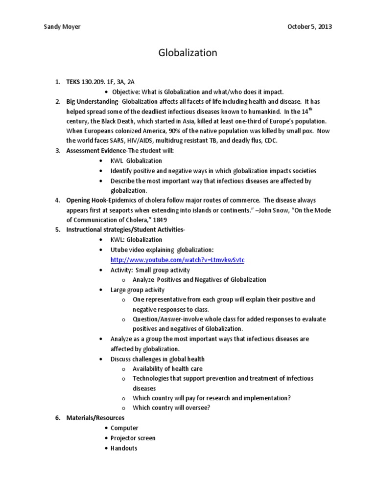 Impact of Globalization on Health | PDF
