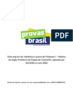 Prova Objetiva Professor i Historia Prefeitura de Duque de Caxias Rj 2002 Access