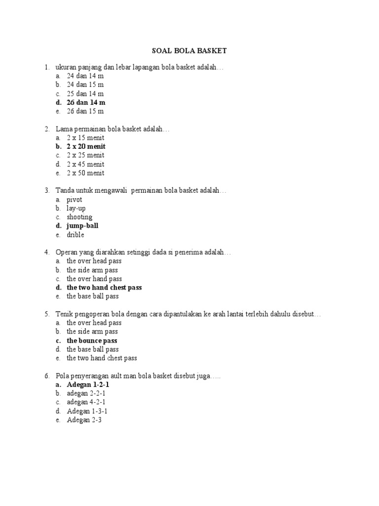 Kumpulan Soal Bola Basket Home Student Books