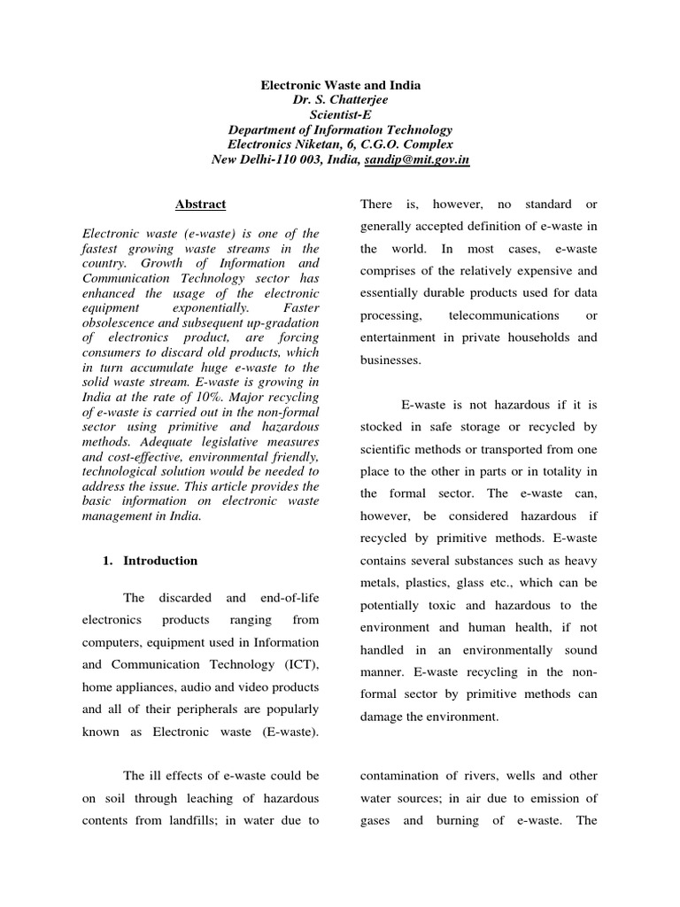 E-Waste Management Challenges in India | PDF | Electronic Waste | Recycling