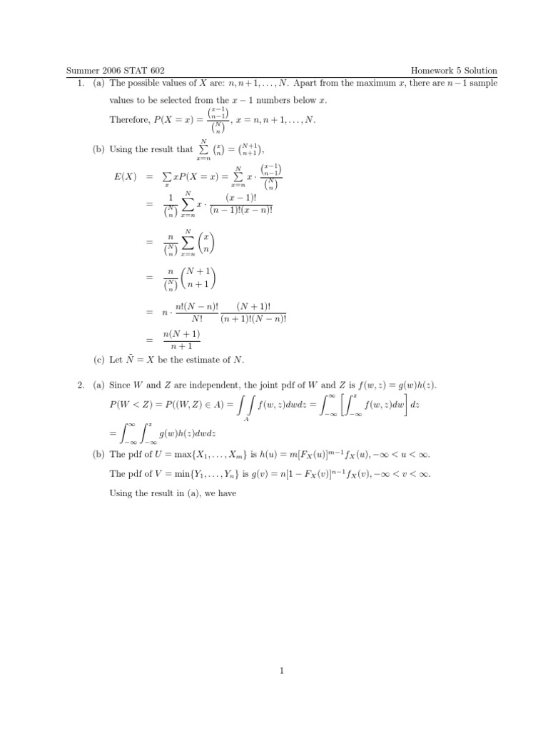 Summer 2006 Stat 602 Homework 5 Solution 1 A The