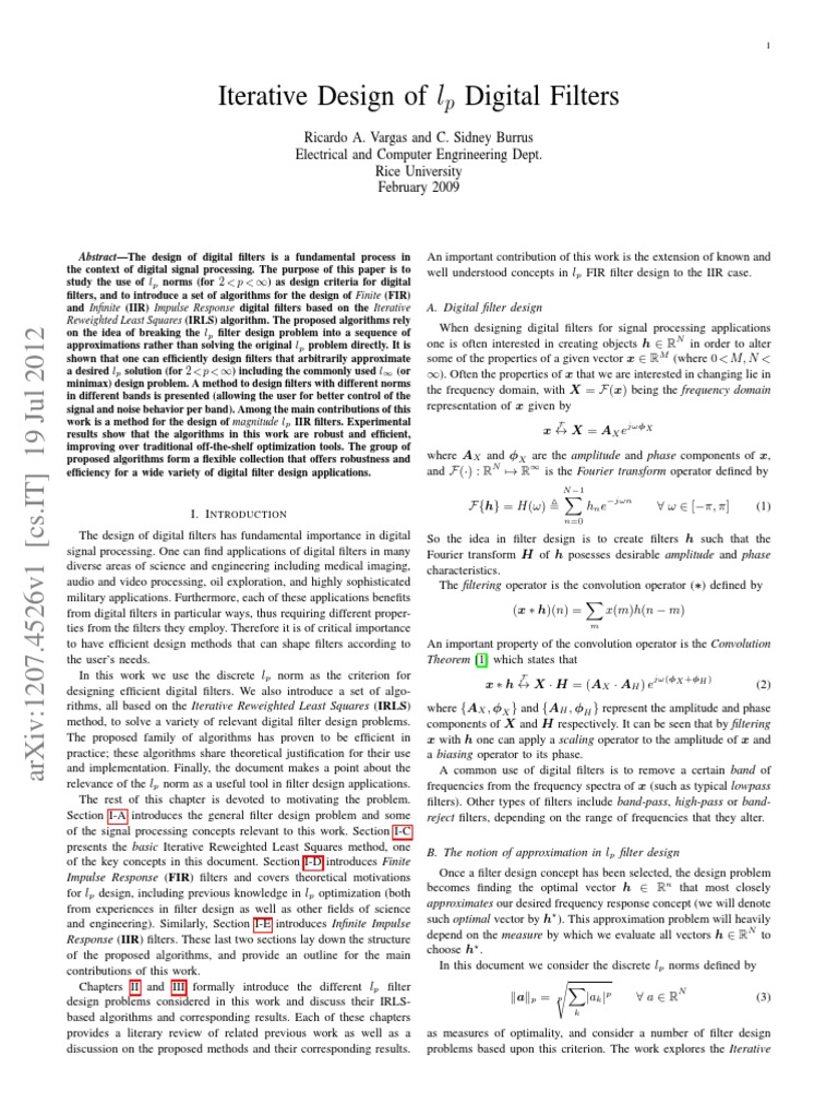 Iterative Design of Digital Filters | PDF | Mathematical Optimization ...