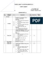 Planificare Calendaristică: Limba Engleză