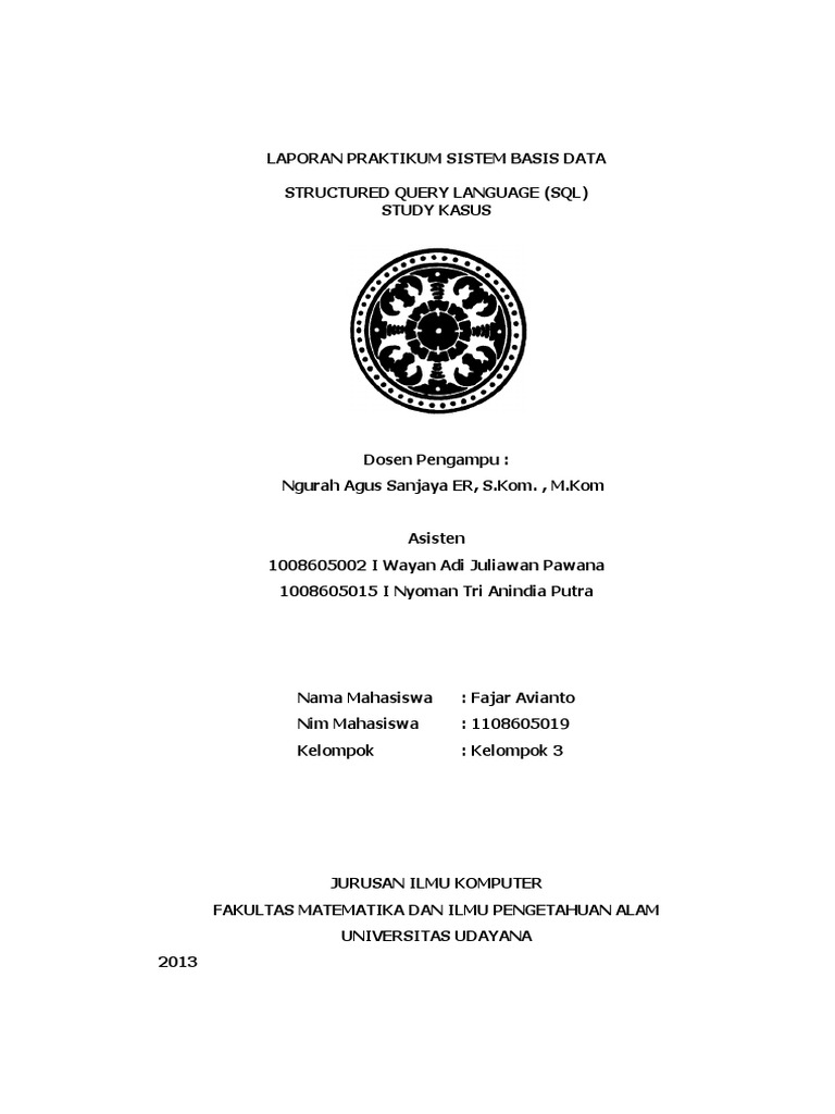 Contoh Laporan Praktikum Sistem Basis Data Kumpulan