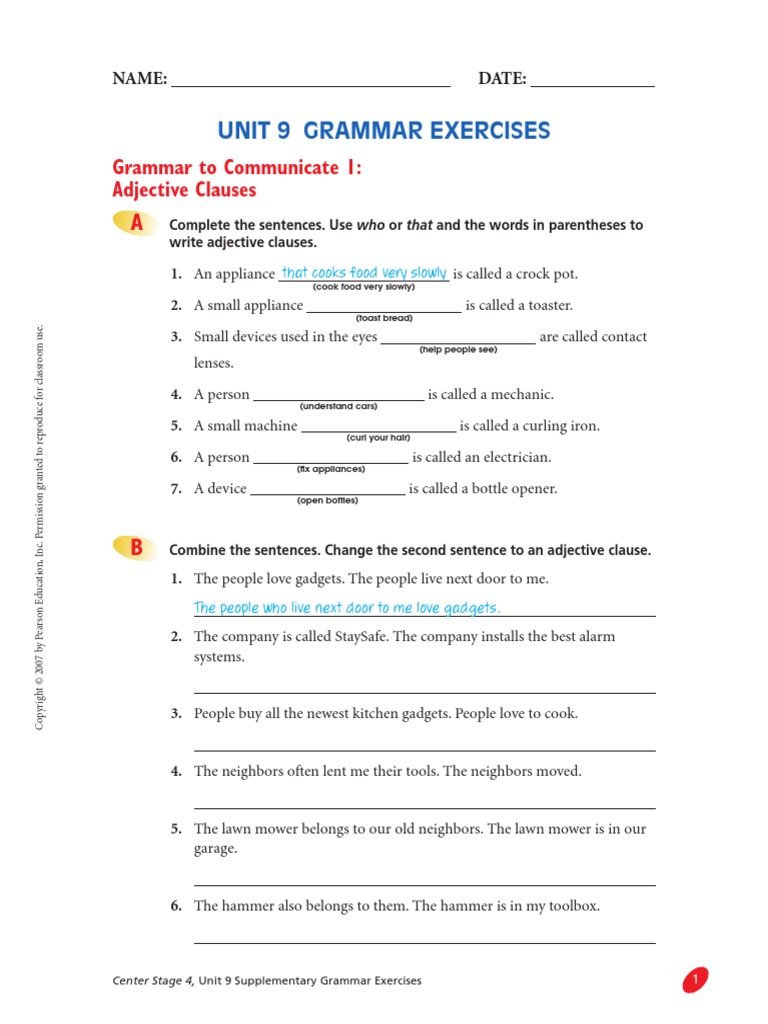 Unit 9 Grammar Exercises | PDF