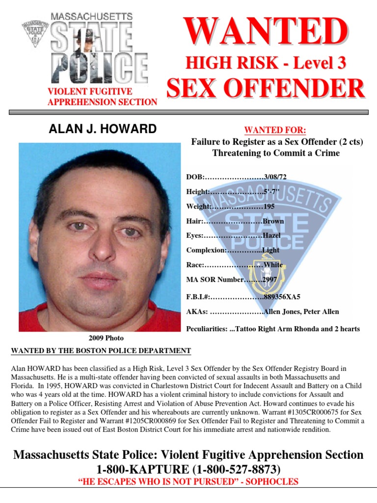 Alan Howard Sex Offender Wanted Poster | PDF, image size:768x1024