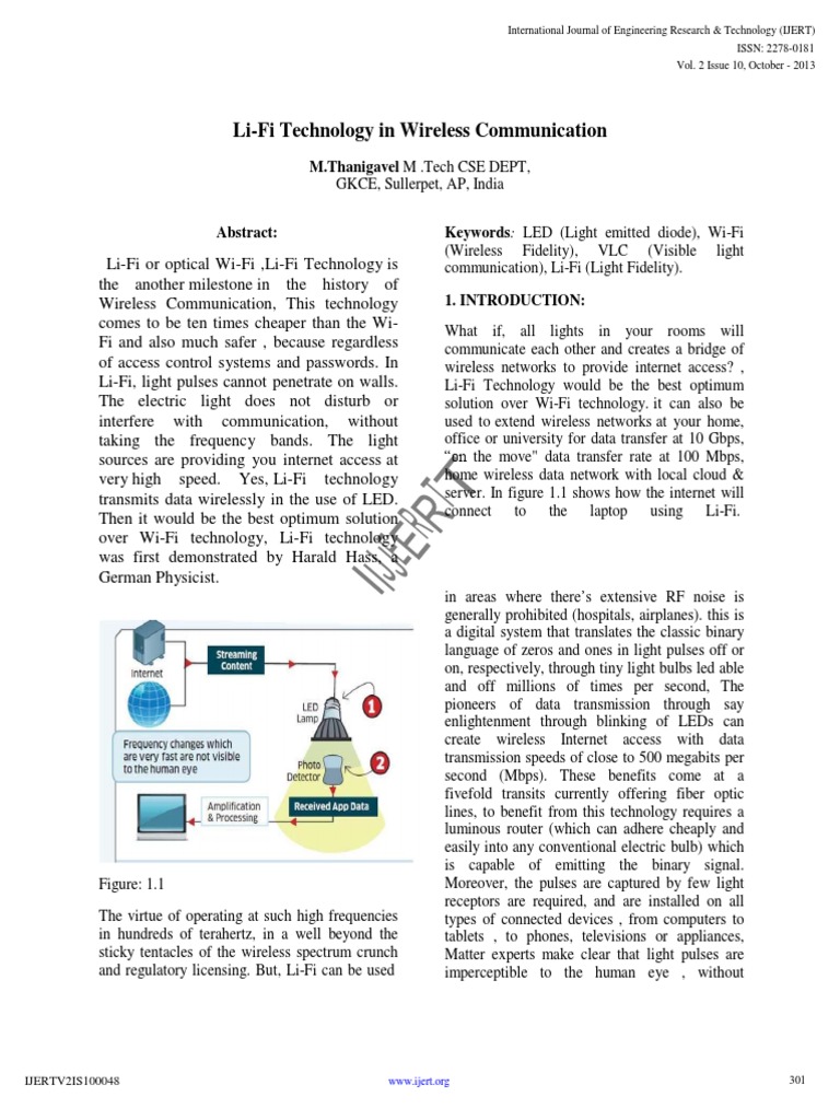 Li-Fi Technology in Wireless Communication: M.Thanigavel M .Tech CSE ...