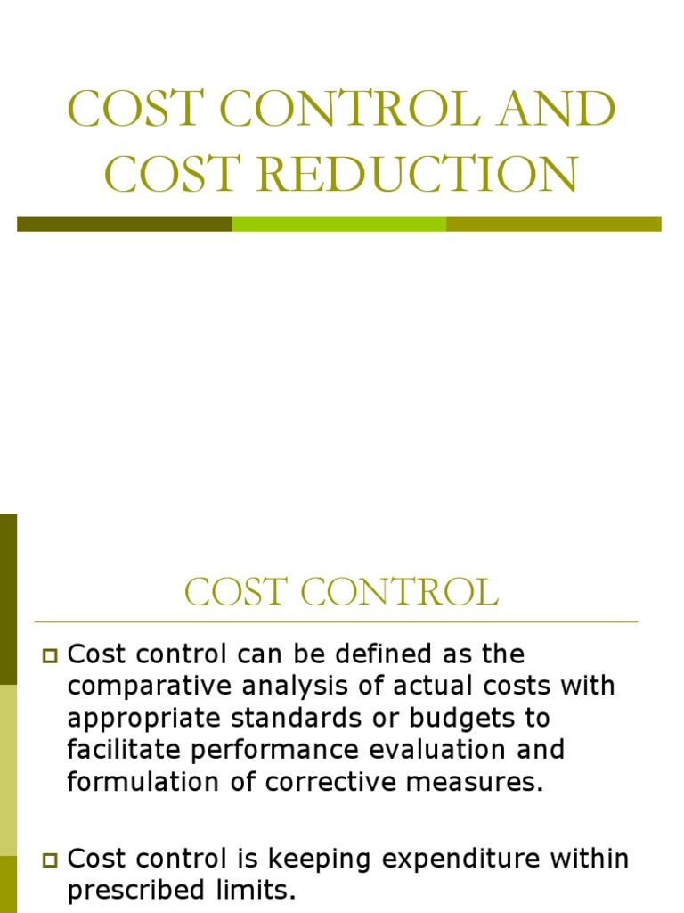 Cost control and cost reduction pdf cost accounting standardization