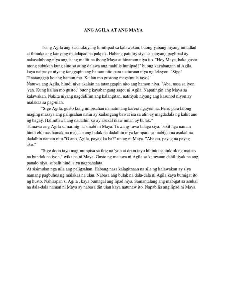 Ang Agila at Ang Maya - Pabula | PDF