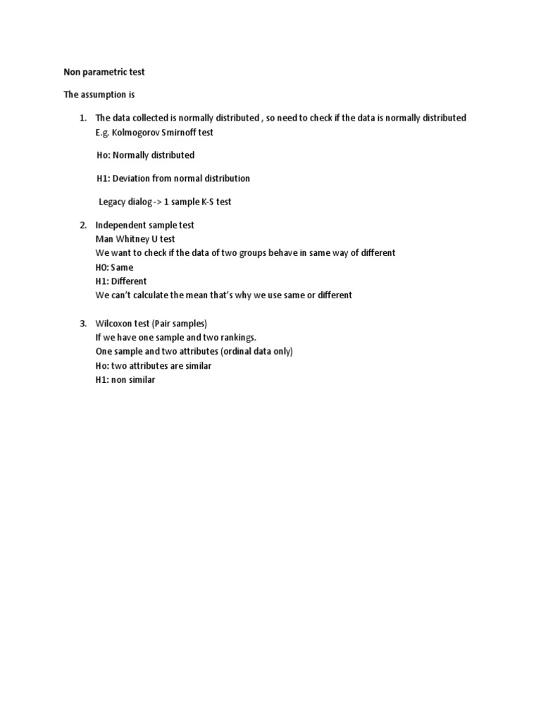 Non Parametric Test | PDF