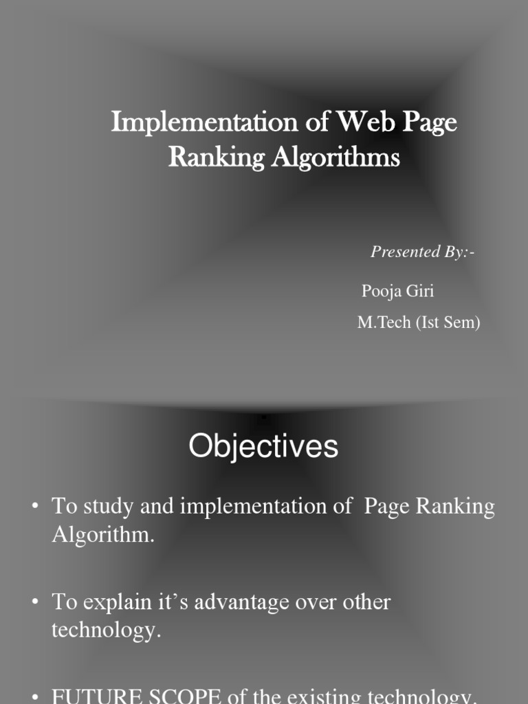 Web Page Ranking Algorithms Overview | PDF | Business | Technology ...