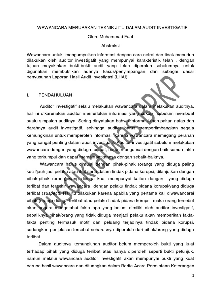 Contoh Laporan Investigasi Kasus Korupsi Nusagates