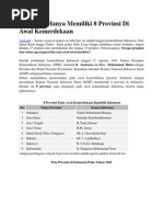 Indonesia Hanya Memiliki 8 Provinsi Di Awal Kemerdekaan