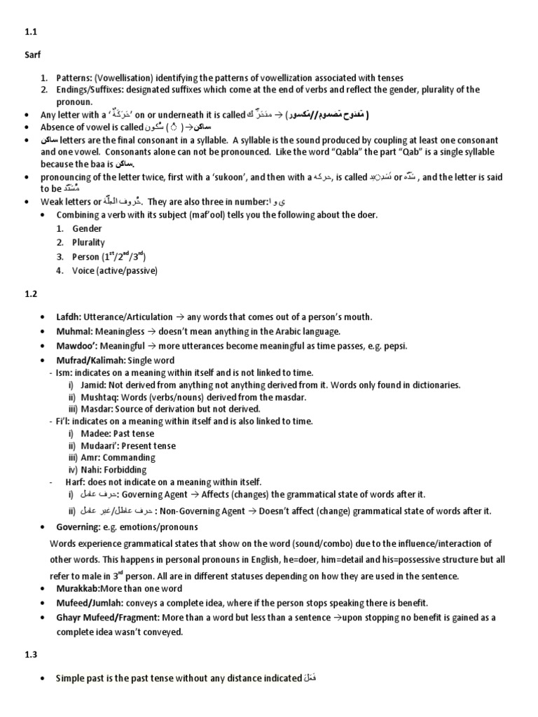 Arabic Grammar Analysis for Quran Study | PDF | Verb | Subject (Grammar)