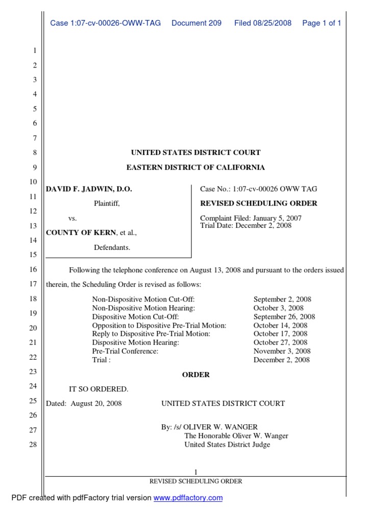 209 Revised Scheduling Order | PDF
