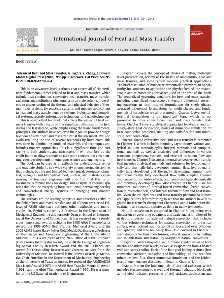Advanced Heat and Mass Transfer Review | PDF | Fluid Dynamics | Heat ...