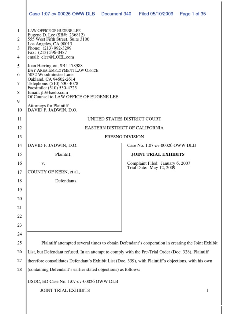 340 Joint Trial Exhibits PDF Hearsay Complaint