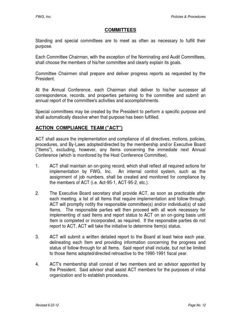 PP Part Ii-2012 Committees PG 12-22 | PDF | Committee | Board Of Directors