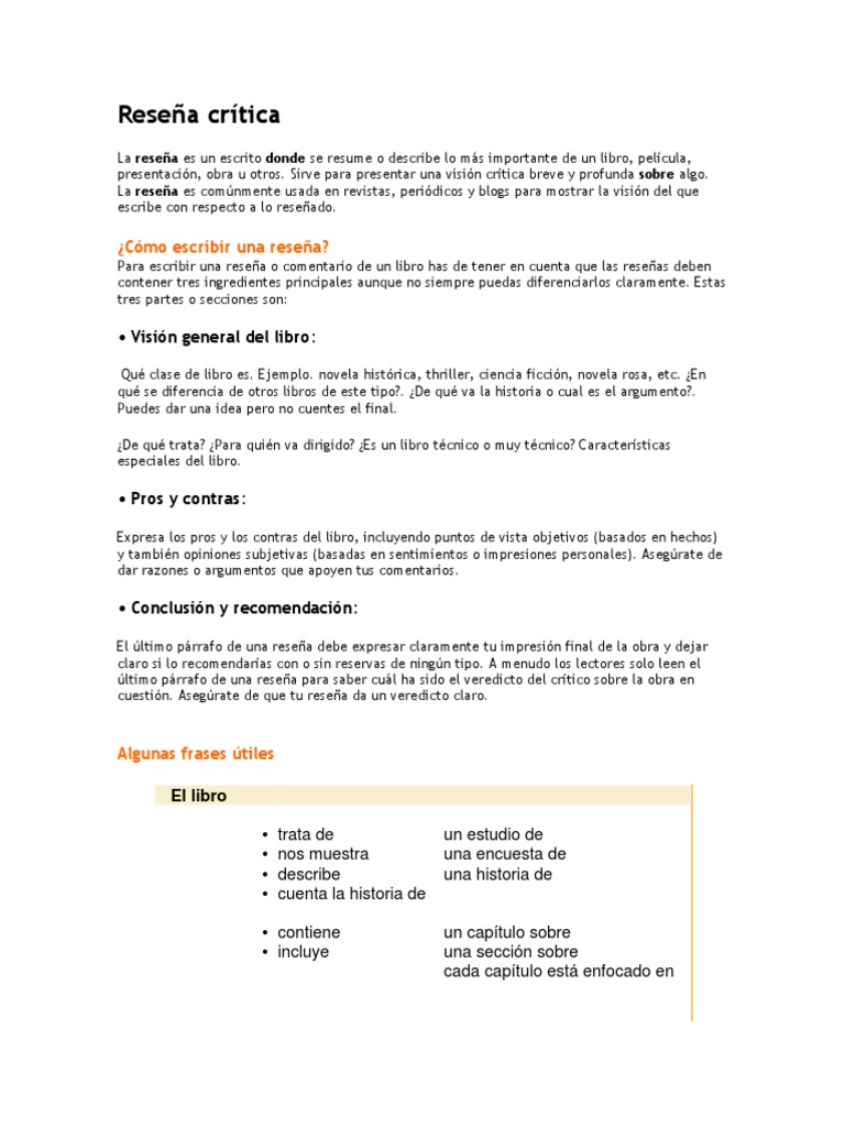 Cómo hacer una reseña crítica de un libro | PDF | Novelas | Libros