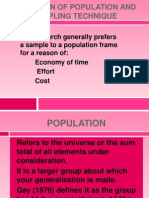 Selection of Population and Sampling Technique