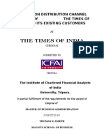 A Study On Distribution Channel Adopted by The Times of India To Its Existing Customers