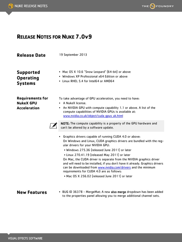 Nuke 7.0v9 ReleaseNotes | Graphics Processing Unit | Software Bug