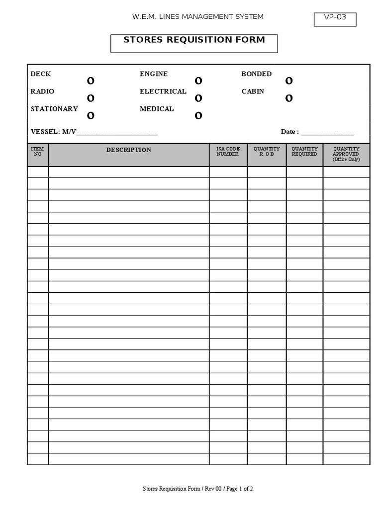Ship Stores Requisition Form Template | PDF