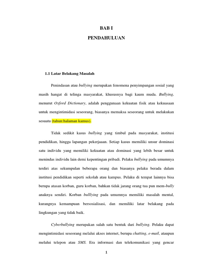 Kerangka Bab I