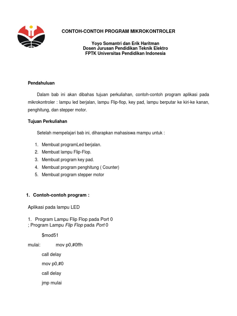 Contoh Program Mikrokontroler Praktis | PDF