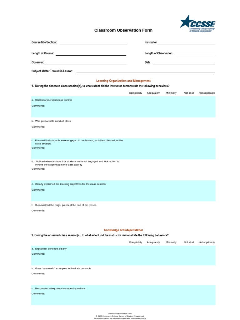 Observation Written Form | PDF | Learning Styles | Learning