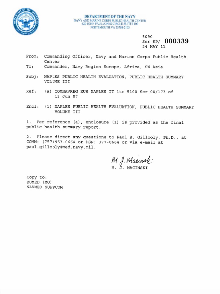 Salute Napoli Report Us Navy Air Pollution Risk