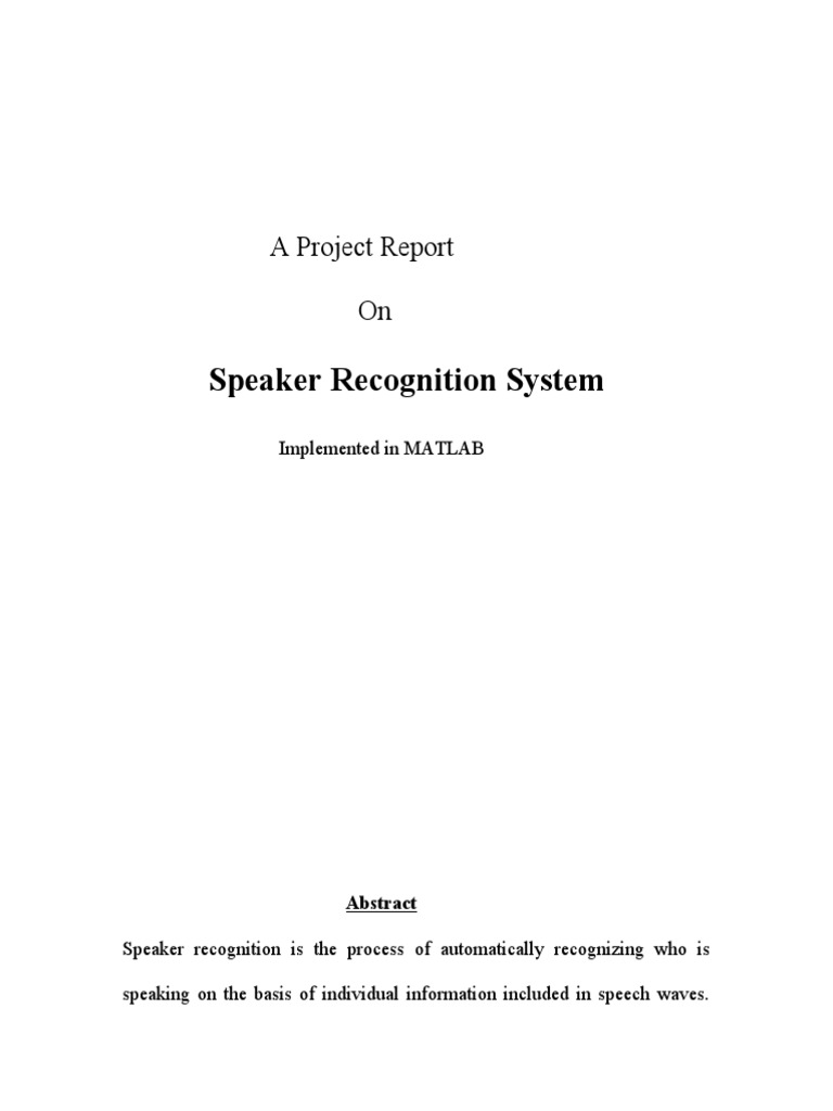 MATLAB Speaker Recognition Report | PDF | Data Compression | Computing ...