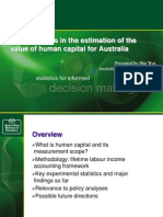 Developments in The Estimation of The Value of Human Capital For Australia