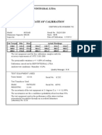 Certificate of Calibration: Servintegral Ltda