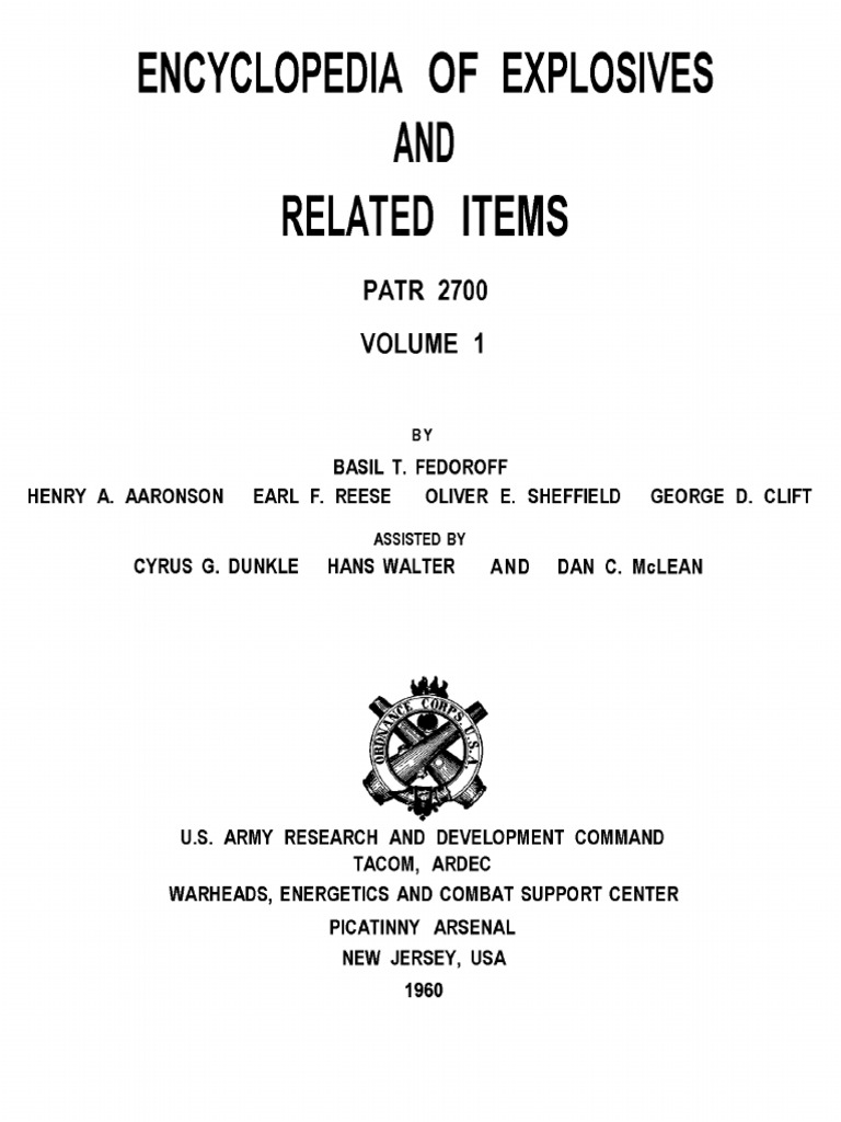 Encyclopedia of Explosives and Related Items - Fedoroff - Vol 1 of 10 - A