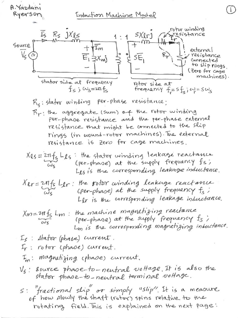 Yazdani's Notes On Induction Machines | PDF | Electric Power System ...